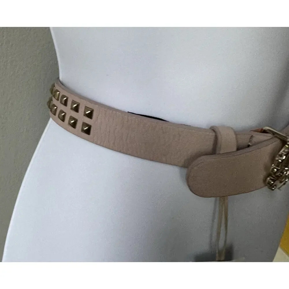 Roberto Cavalli Girl’s Beige Leather Logo Buckle Belt size 18 (4-6 years old)